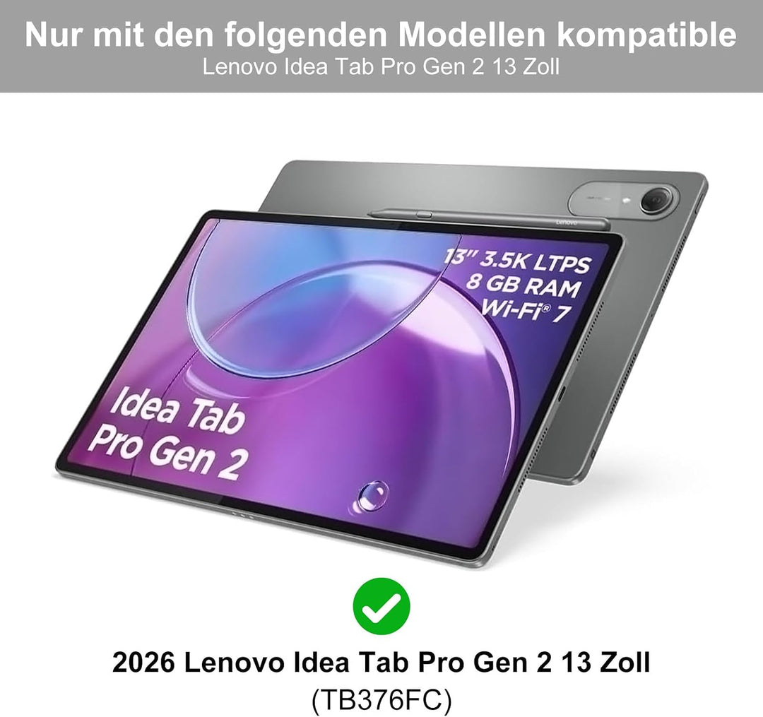 Tastatur für Lenovo Idea Tab Pro Gen 2 Tablet 13 Zoll (TB390FU), Blau | Hülle mit Tastatur für Lenov