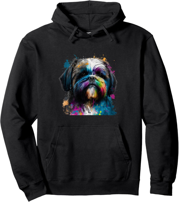 Bunt | Mehrfarbiges Shih Tzu Portrait Pullover Hoodie