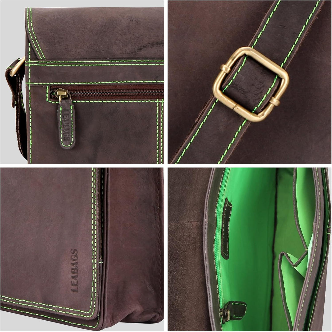 LEABAGS Unisex London Umhängetasche (1er Pack) L Nature Dunkelbraun, L Nature Dunkelbraun