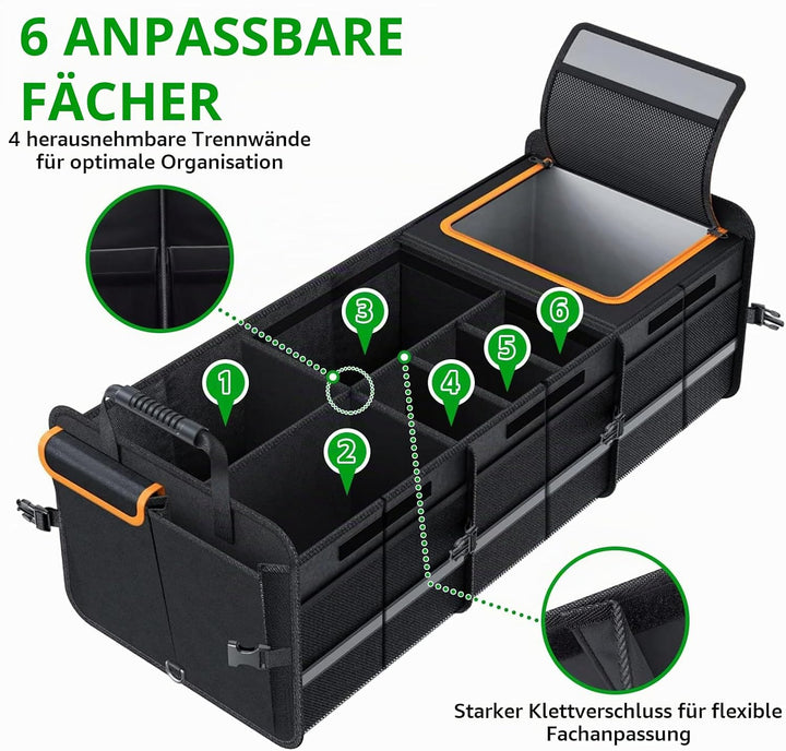 Kofferraum Organizer, Kofferraumtasche mit Kühltasche, Faltbarer Auto Kofferraum Organizer Box mit m