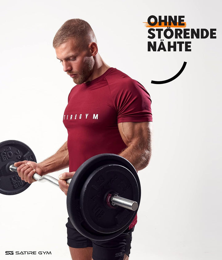 Satire Gym - Sport Shirt Männer atmungsaktiv - enganliegendes &amp; schnelltrocknendes Fitness Tshirt He