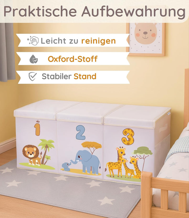 Spielzeugkiste Kinderzimmer XL mit Deckel, faltbare Aufbewahrungsbox für Spielzeug, Spielzeug Organi