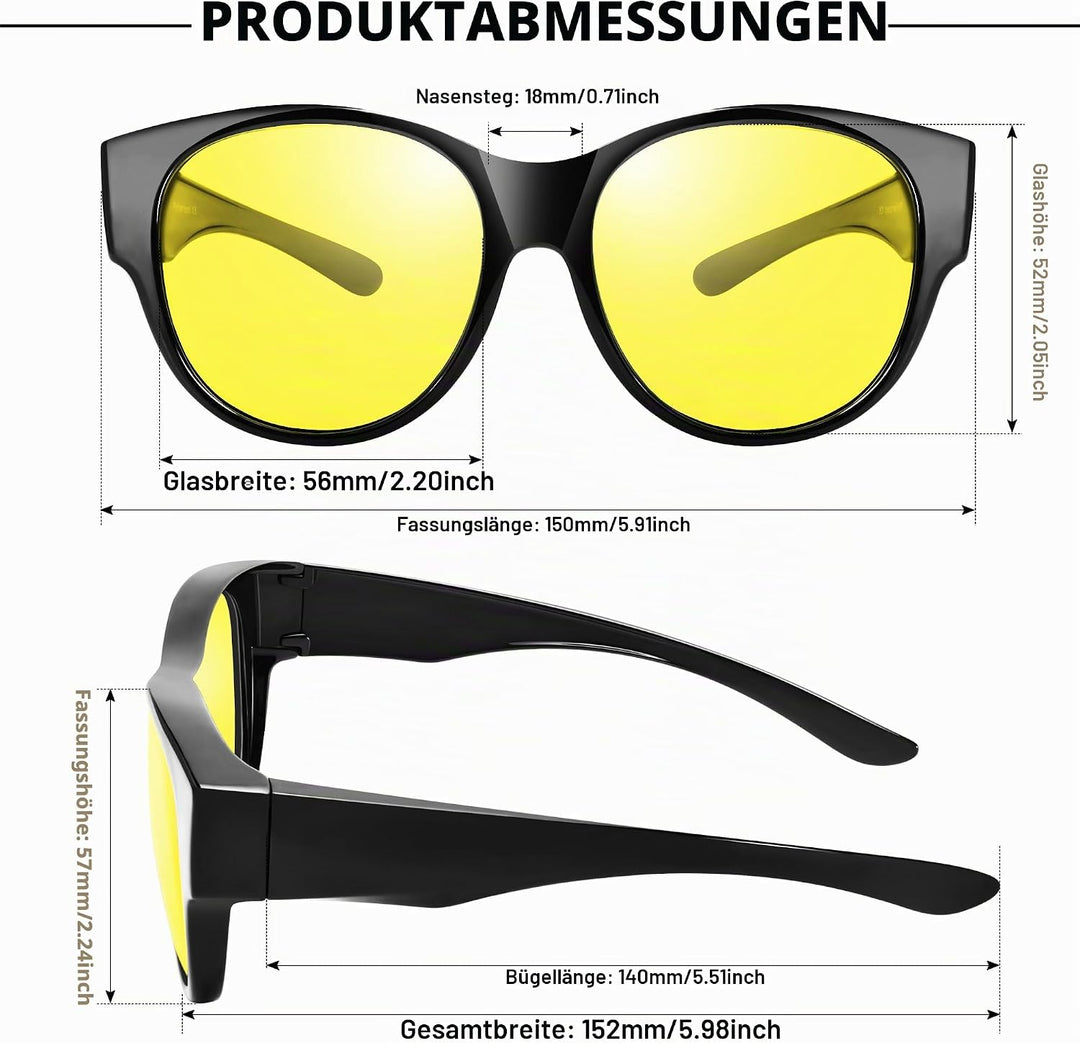 URUMQI Nachtsichtbrille für Autofahrer, Nachtfahrbrille Nachtbrille zum Autofahren Damen Herren, Aut