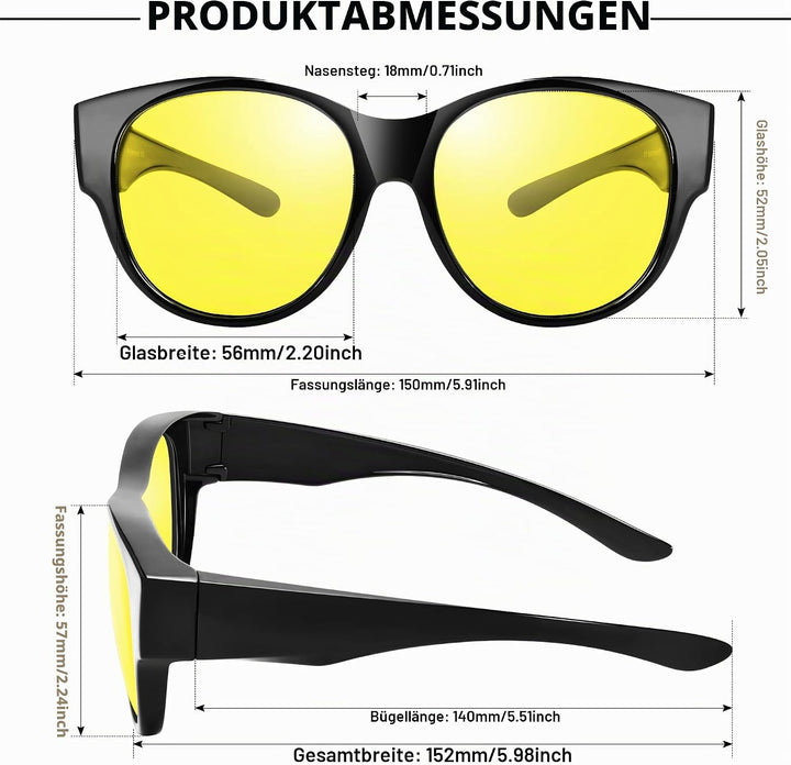 URUMQI Nachtsichtbrille für Autofahrer, Nachtfahrbrille Nachtbrille zum Autofahren Damen Herren, Aut