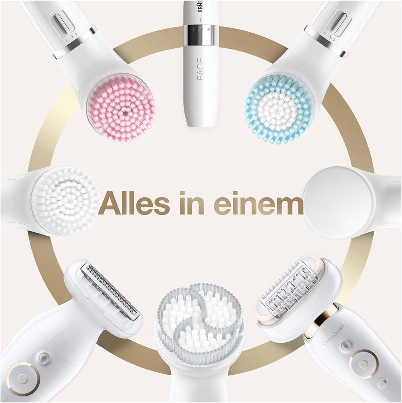 Braun Silk-épil 9 Flex Beauty-Set, Epilierer Damen / Haarentferner, FaceSpa Gesichtshaarentferner, 9