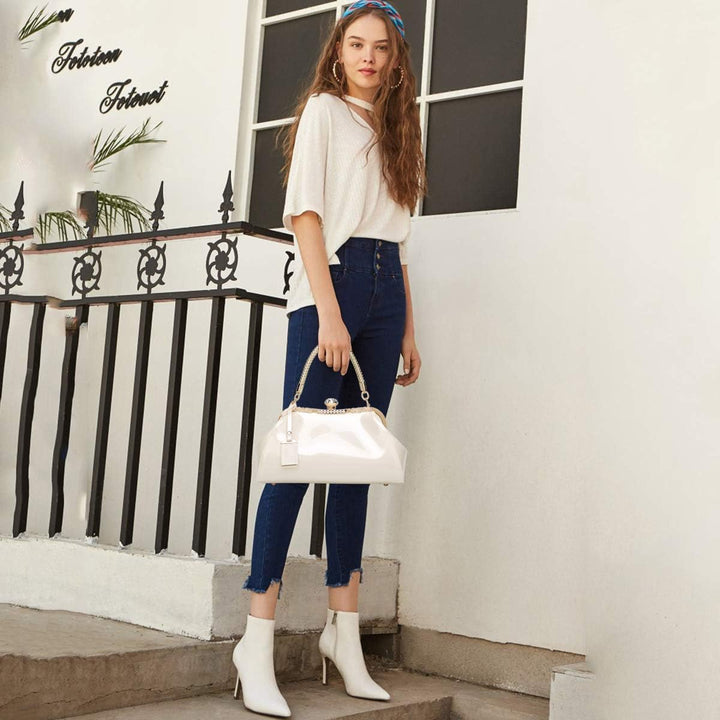 NICOLE & DORIS Handtaschen für Damen Lackleder Handtaschen Abendtasche für Party Hochzeit schulterta