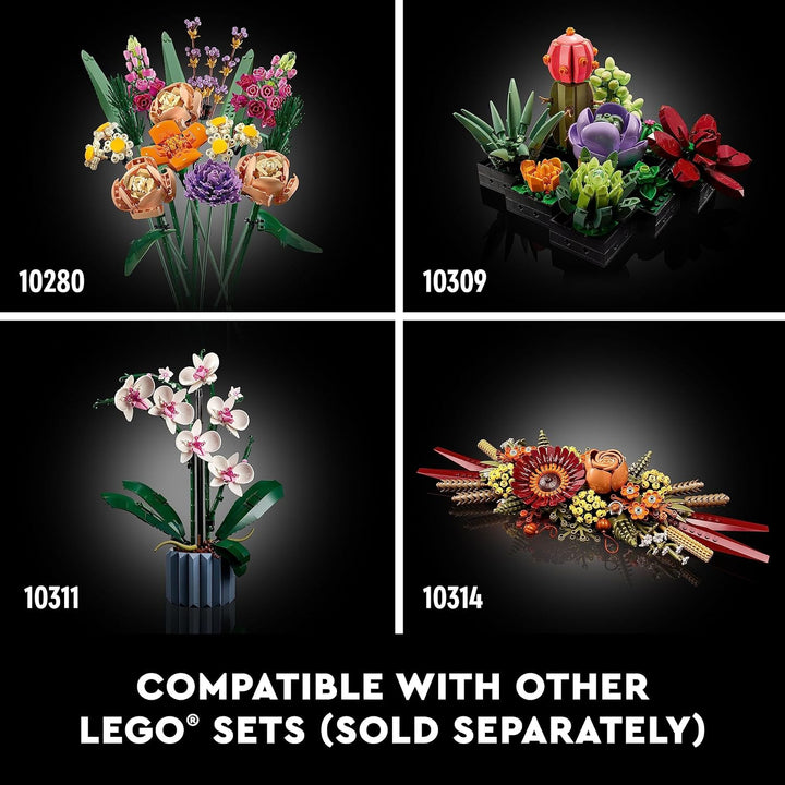 LEGO Icons Wildflower Bouquet 10313 Set - Künstliche Blumen mit Mohnblumen und Lavendel, Erwachsenen