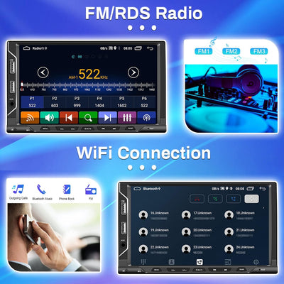 Hikity Autoradio DAB+ Doppel Din Android 11 mit Navi 7 Zoll Touch Bildschirm Apple Carplay Android A