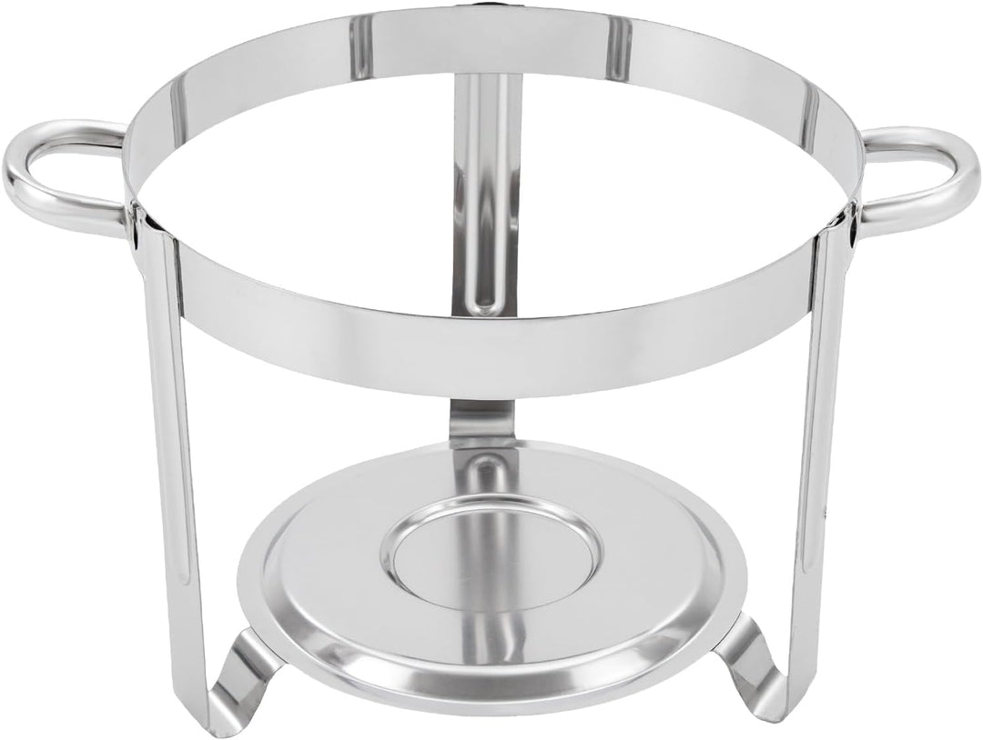 8,5L Runder Speisewärmer, Chafing Dish mit Glasdeckel Brennstoff-Halter Edelstahl Gourmet Wärmebehäl