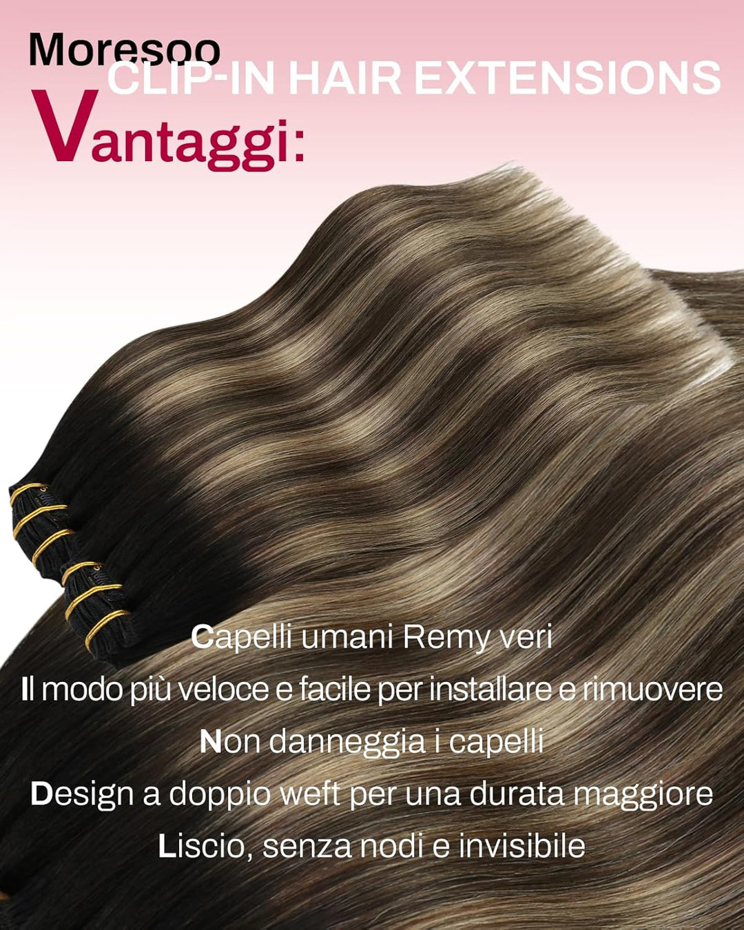 Moresoo Echthaar Extensions Clip Schwarz Remy Clip in Extensions Echthaar Doppelt Tressen Haarextens