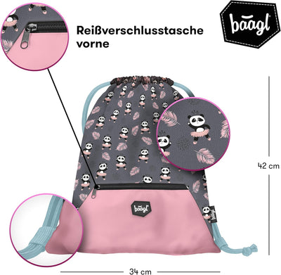 Baagl Schulranzen Mädchen Set 3 Teilig - Zippy Schultasche ab 1. Klasse - Grundschule Ranzen mit Bru