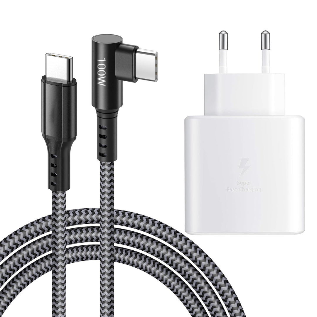 45W USB C Schnellladegerät Super Fast Netzteil Ladegerät mit (2m, 100W) Type C Nylon Kabel für Samsu