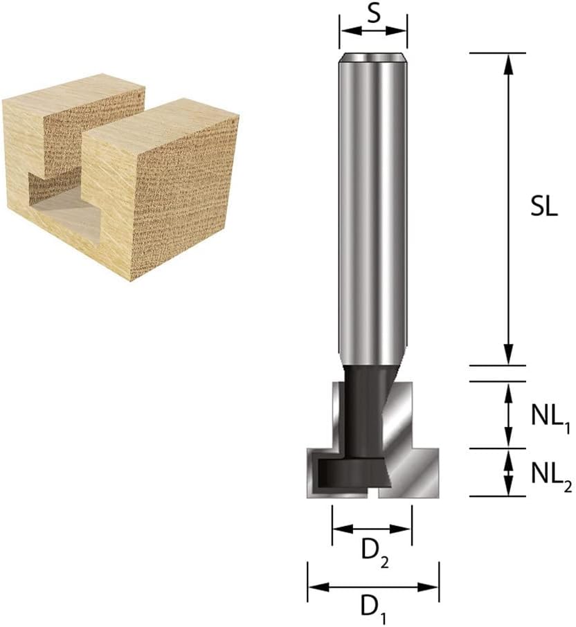 ENT 09055 5-tlg. HW T-Nutfräser-Set optimiert für M5 M6 M8 M10 M12 Sechskantschrauben, HW, Schaft (S
