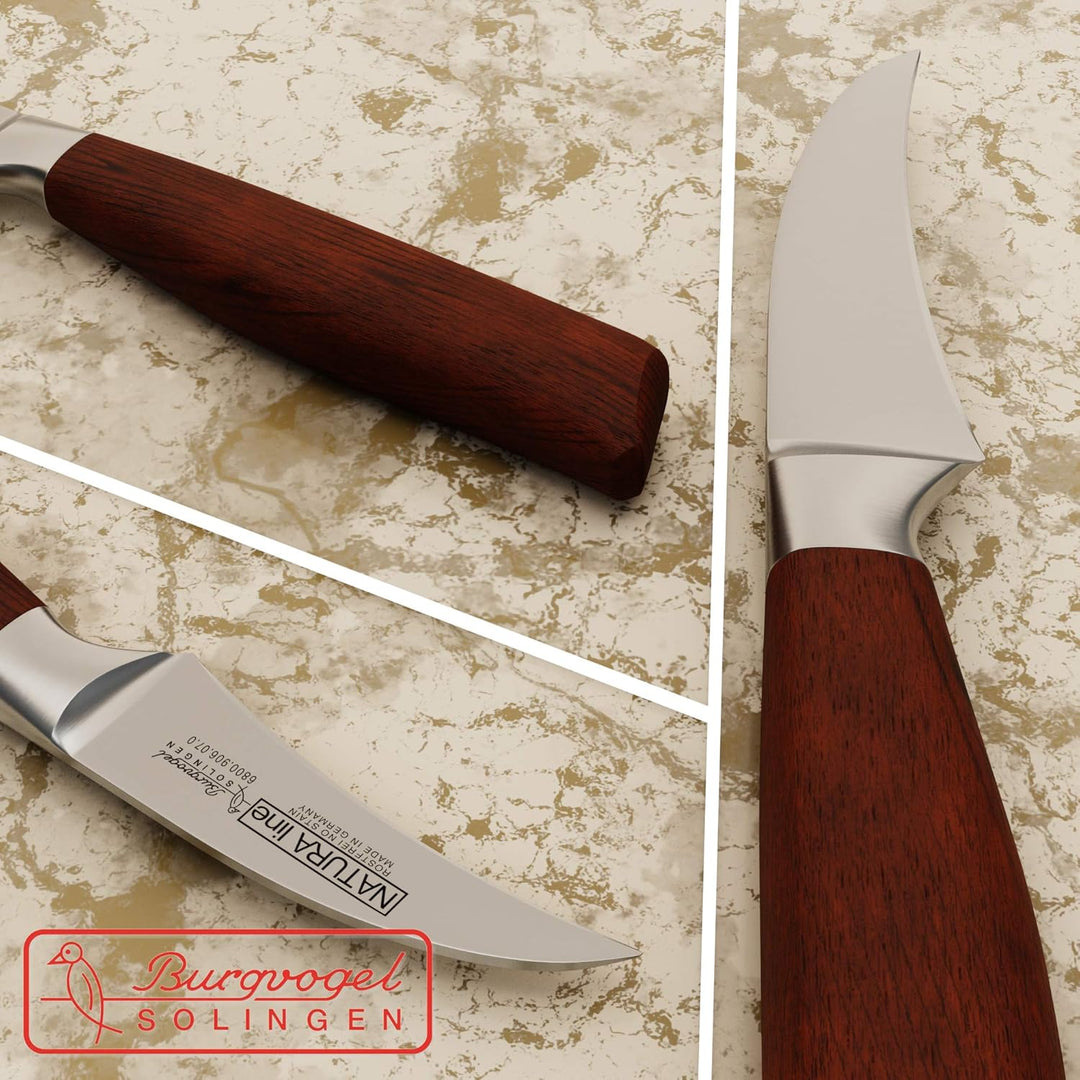 Burgvogel Solingen Natura Line, Tourniermesser Holzgriff, rot satiniert, geschmiedet, 7 cm, sehr sch