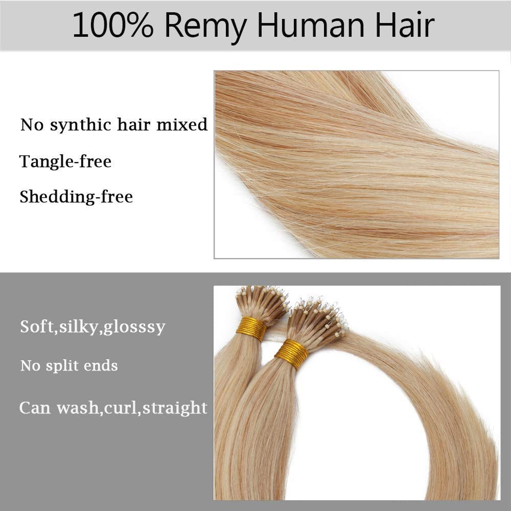 SEGO Nanoring Extension Echthaar 1g Loop Haarverlängerung Haarteile 50 Strähnen 7A 100% Remy Human H