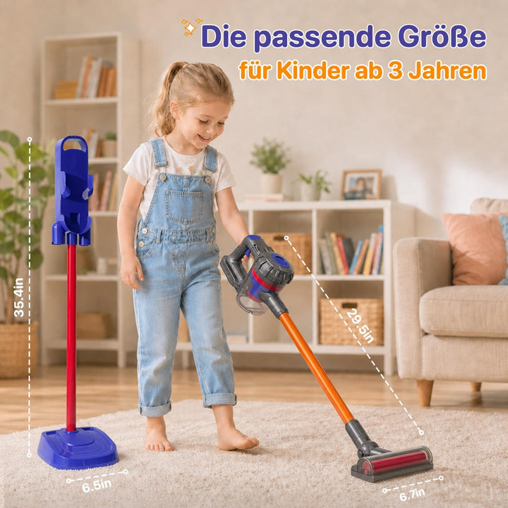 3-in-1 Kinderstaubsauger Spielzeug mit echter Saugfunktion Lila, Lila
