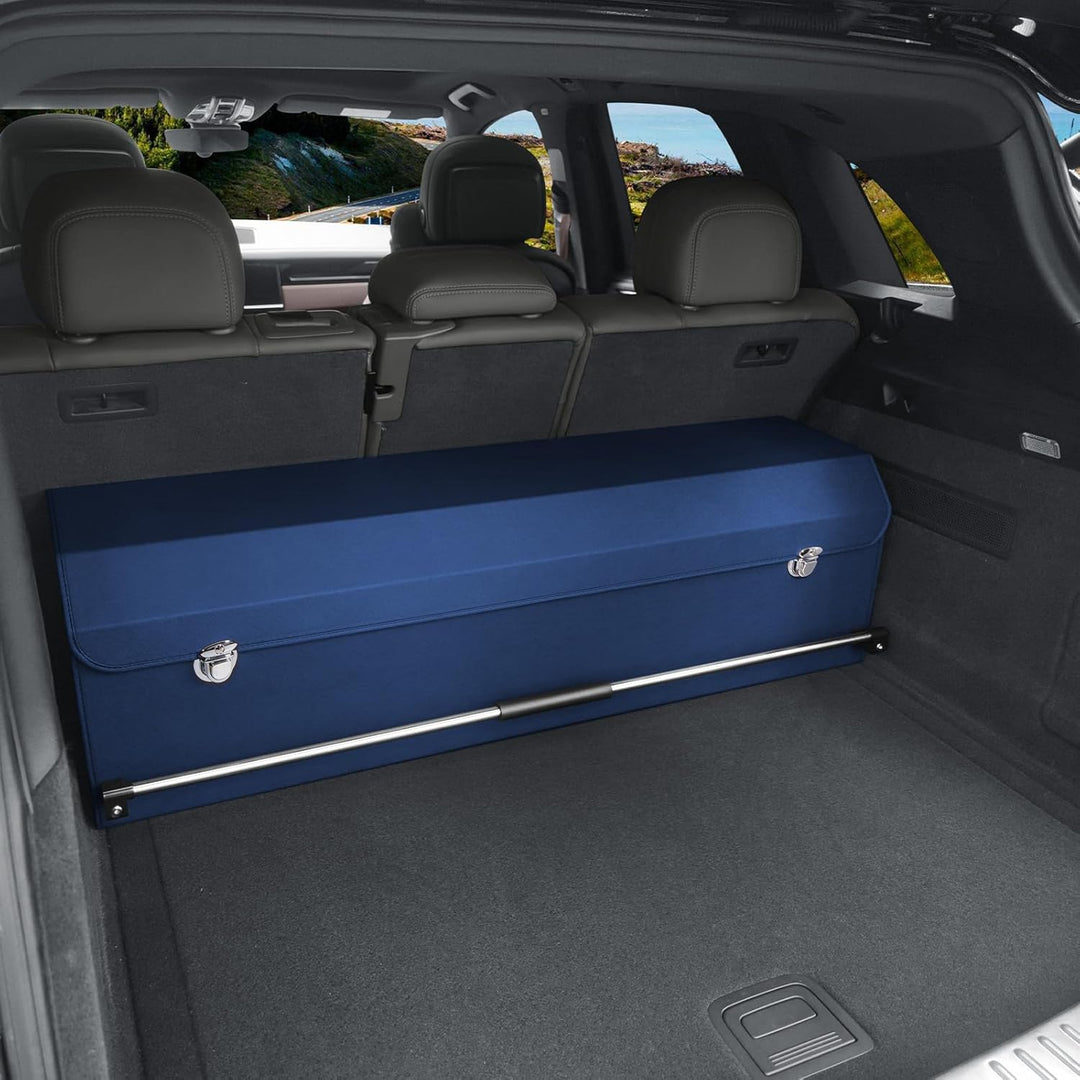Auto Kofferraum Organizer mit Deckel – Multifunktionale Leder-Aufbewahrungsbox und Stabiler Griff, P