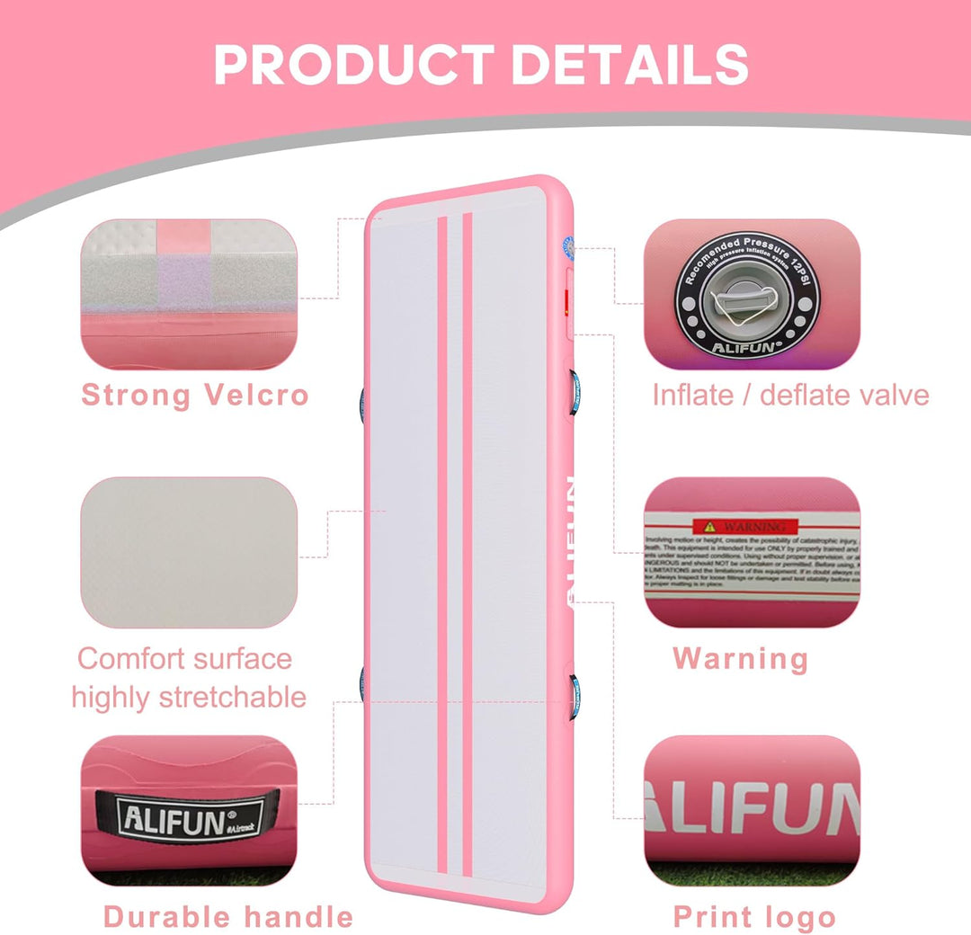ALIFUN Air Matte Track, 2m/3m/4m/6m Aufblasbar Gymnastikmatte, Turnmatte, Tumbling Matten 10/20cm ho