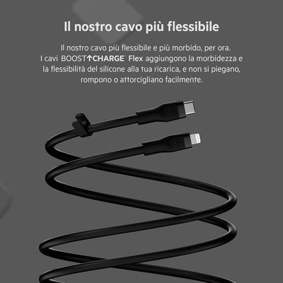 Belkin BoostCharge Flex Silikon-USB-C/Lightning-Kabel, 3 m, MFi-zertifiziert, 20 W, zum Schnellladen