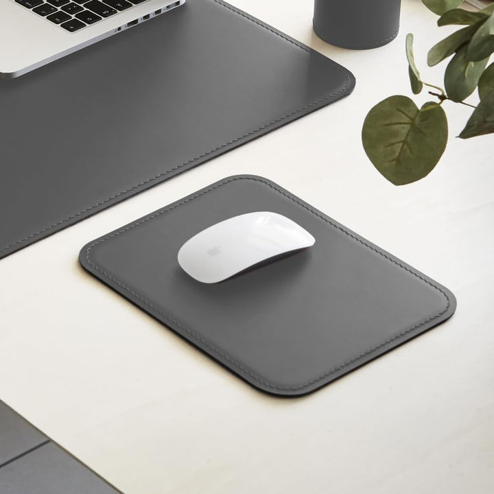 eglooh - Herms - Mauspad aus Leder Anthrazit Grau cm 25x20 - Mousepad für Schreibtisch und Büro, han