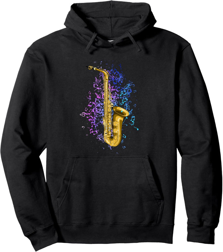 Musiknoten Instrument Saxophonspieler Jazz Musiker Saxophon Pullover Hoodie