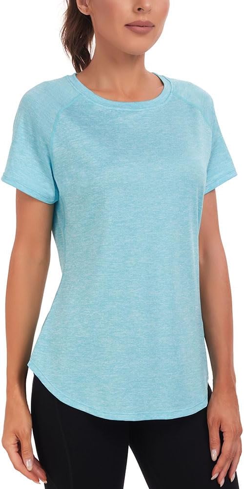 Jlowesun Sportshirt Damen Kurzarm, Leichtes Atmungsaktiv Funktions Back Mesh Sport Oberteile Damen,