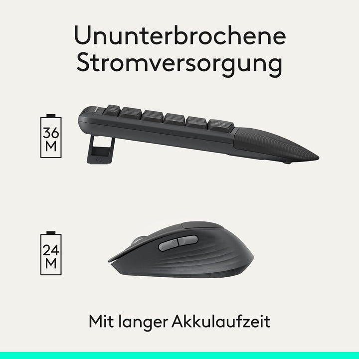 Logitech Signature Comfort Plus Combo MK880, kabelloses Tastatur-Maus-Set, komfortable Tastatur in S