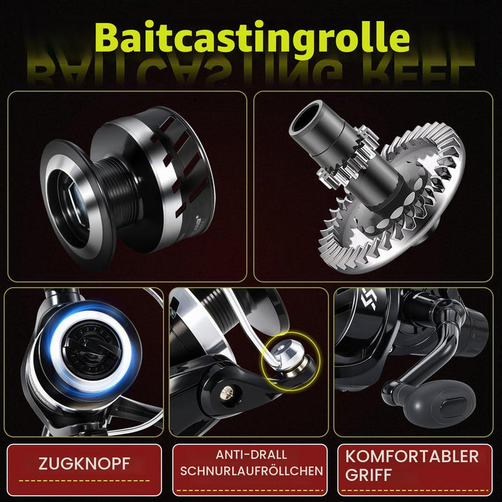 Karpfenangelrolle – glatte Spinnrolle mit 10 kg Zugkraft, robuster Metallkörper, ideal für Salzwasse