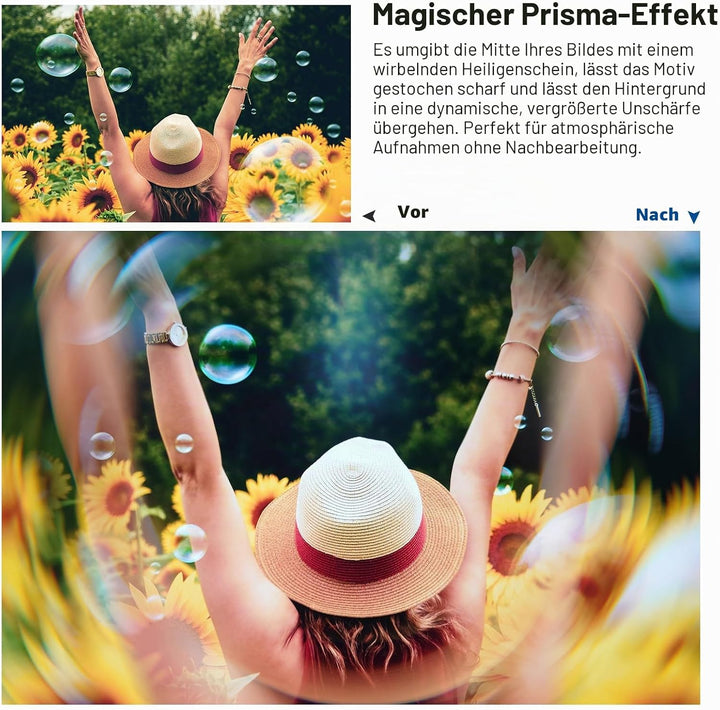 NEEWER 37mm Spiral Halo Prism Filter mit Handy Clip, K9 Kristallglas Effektfilter Prismenfilter, Obj