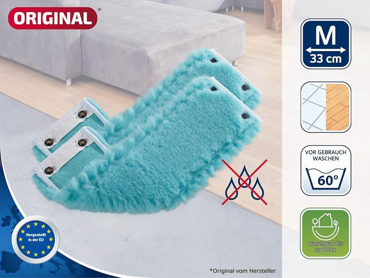 Leifheit 2er Set Wischbezug CLEAN Twist M Static Plus, Staubwischer für alle Bodenarten, zieht Staub