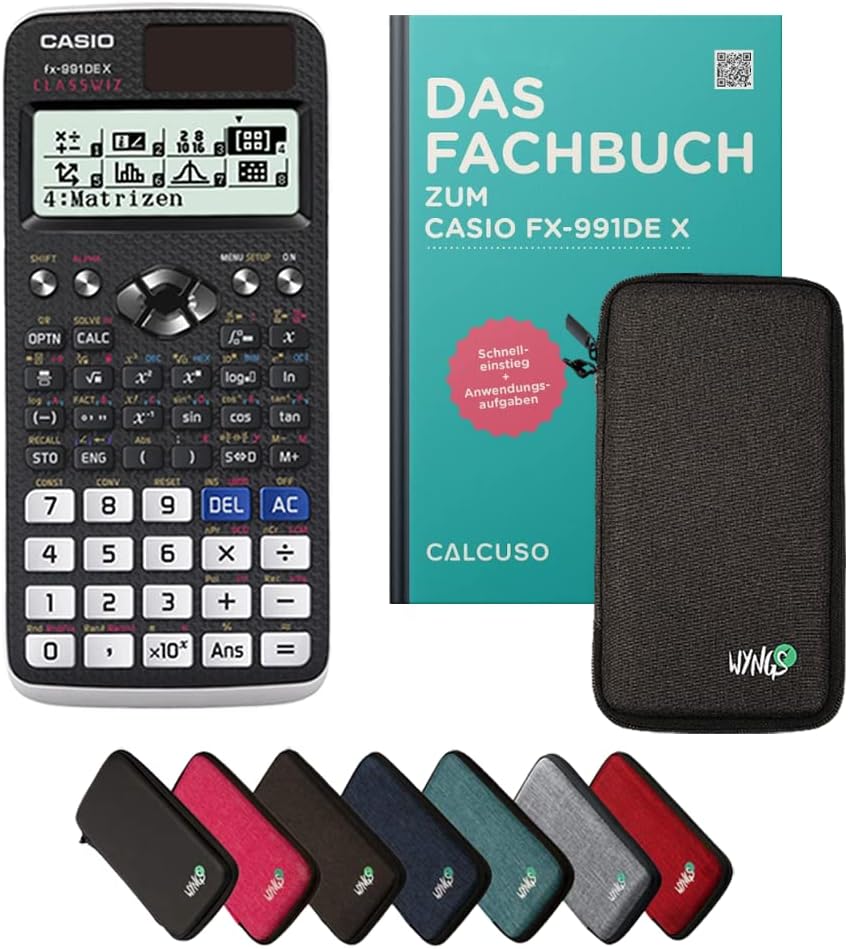 CALCUSO Standardpaket: Casio FX-991 DE X technisch-wissenschaftlicher Taschenrechner + WYNGS Schutzt
