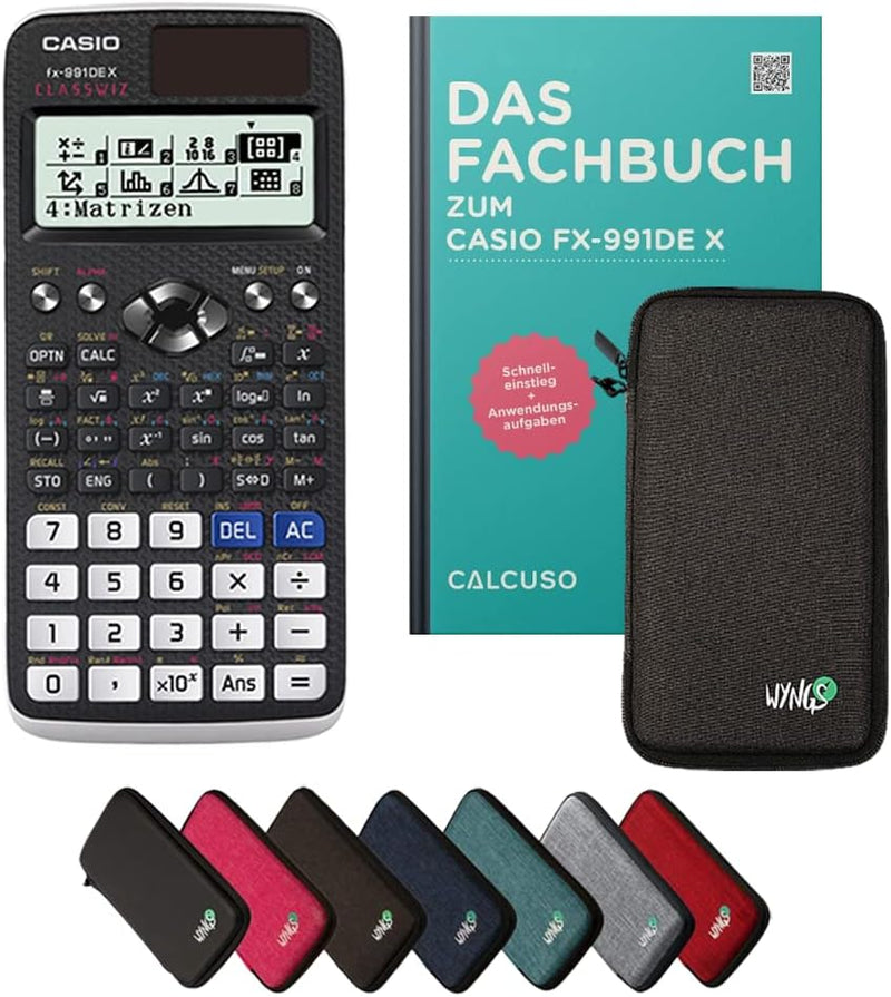 CALCUSO Standardpaket: Casio FX-991 DE X technisch-wissenschaftlicher Taschenrechner + WYNGS Schutzt
