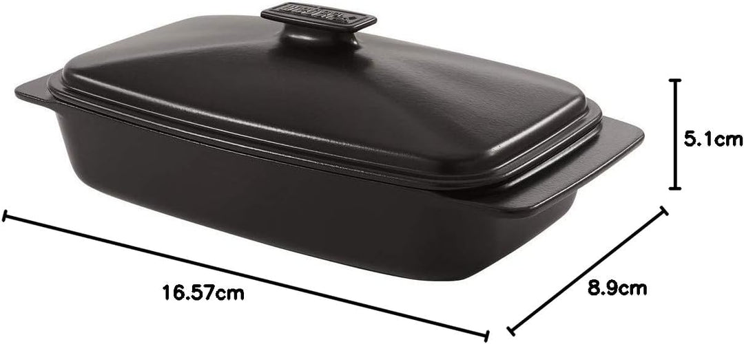 Weber 17888 BBQ Keramik-Kasserolle, Bräter, Schmorpfanne, 42x22,5 cm, schwarz Single, Single