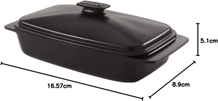 Weber 17888 BBQ Keramik-Kasserolle, Bräter, Schmorpfanne, 42x22,5 cm, schwarz Single, Single