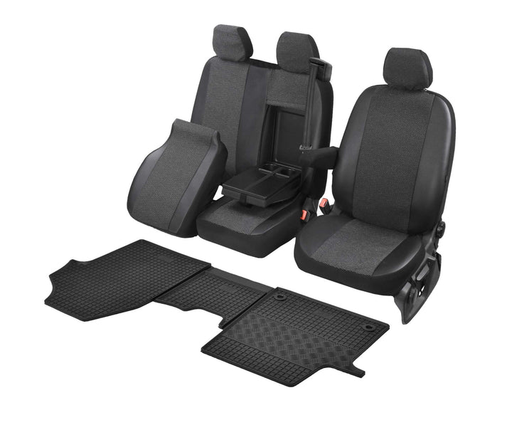 Passgenaue Sitzbezüge Viva und Gummifussmatten kompatibel mit Opel Vivaro C ab 2019 - EIN Set