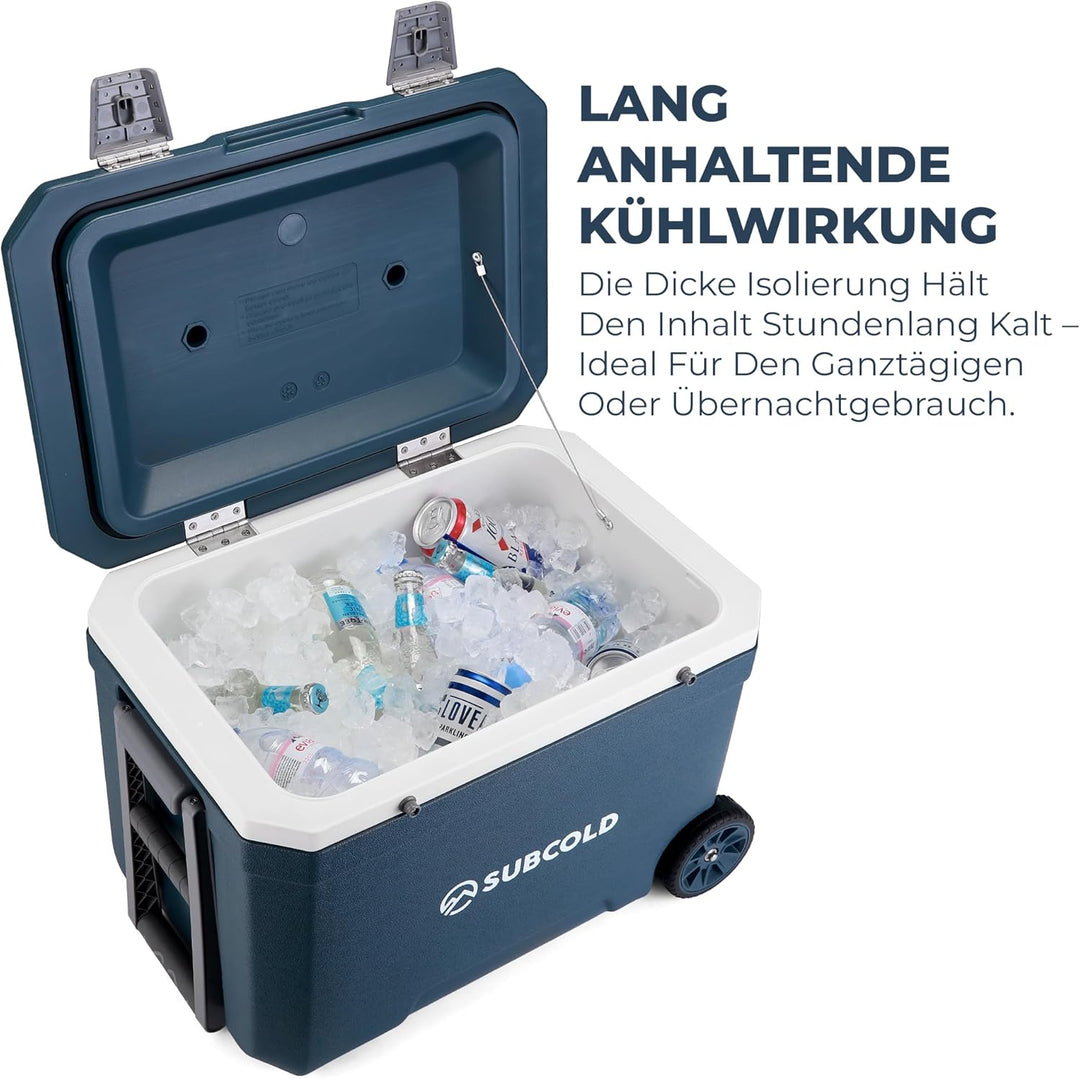 Subcold MOBI Rollkühlbox - Isolierte Kühlbox auf Rollen mit Griffen und Ablauf | Eiskühler für Reise