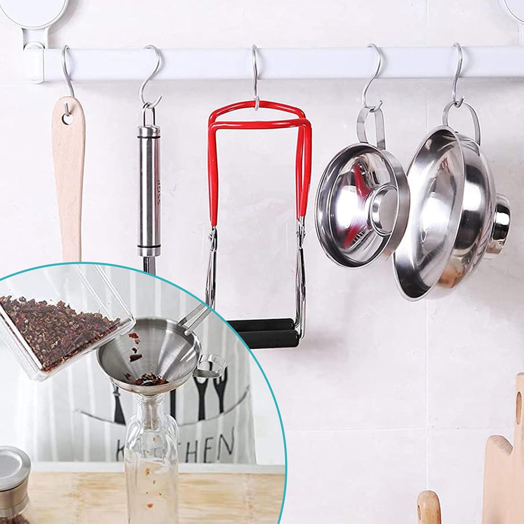 5 Stück Edelstahl Trichterset, Marmeladentrichter, 3 Grössen Küchentrichter Set, Küchentrichter, Fla