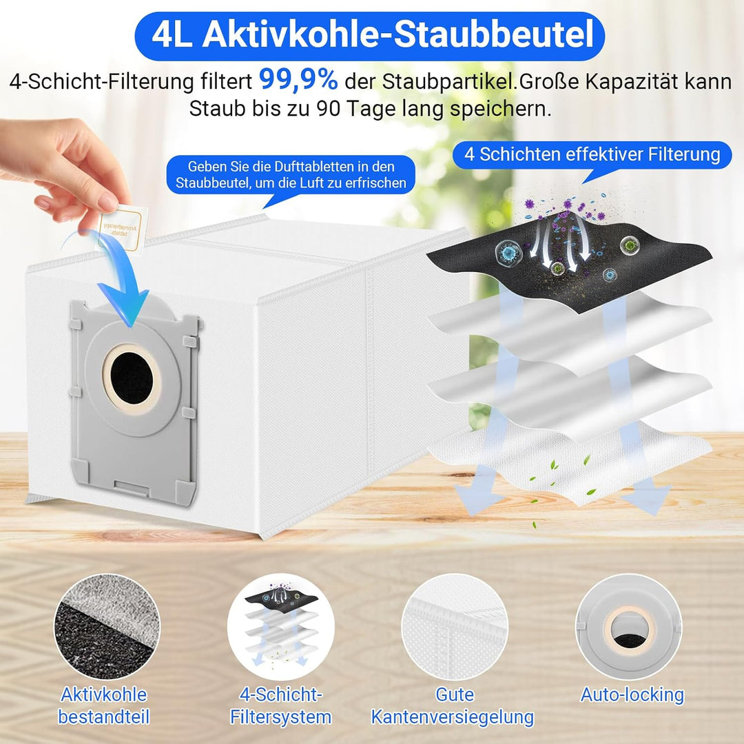 8 Stück Wischtücher Ersatzteile für Eufy X10 Pro Omni für eufy X9 Pro Roboter-Staubsauger, selbstrei