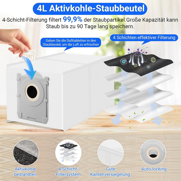 8 Stück Wischtücher Ersatzteile für Eufy X10 Pro Omni für eufy X9 Pro Roboter-Staubsauger, selbstrei