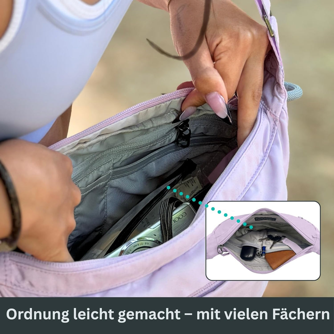 FUCHS &amp; REBELL® Moon Bag BELA - Smart &amp; Nachhaltig – Fahrrad Crossbody Tasche mit 3-Punkt-Gurt-Syste