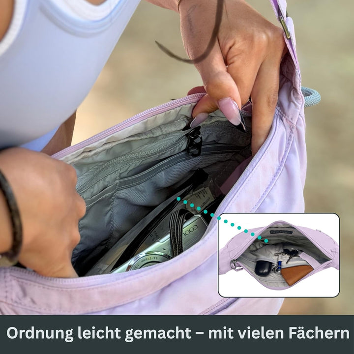 FUCHS &amp; REBELL® Moon Bag BELA - Smart &amp; Nachhaltig – Fahrrad Crossbody Tasche mit 3-Punkt-Gurt-Syste