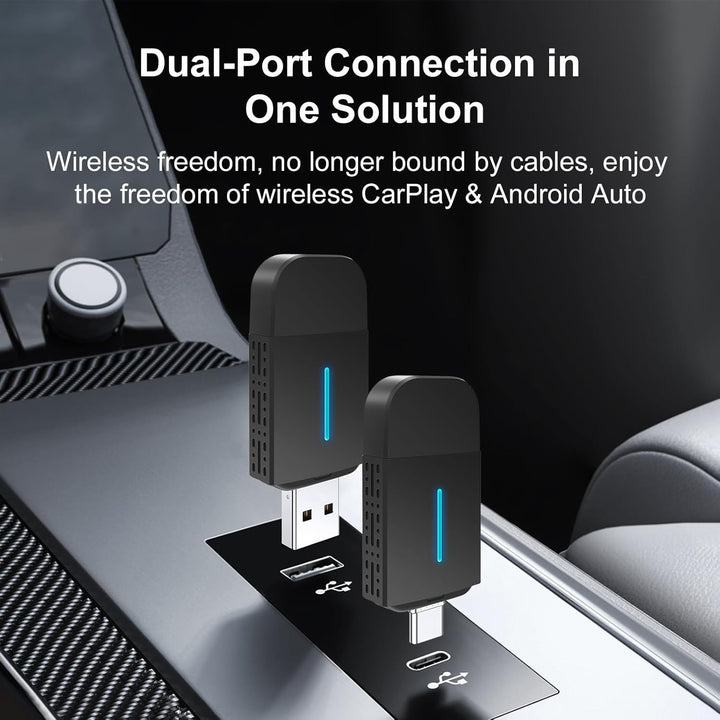 EZoneTronics 2-in-1 Carplay & Android Auto Wireless Adapter, Convert Wired to Wireless Carplay Adapt