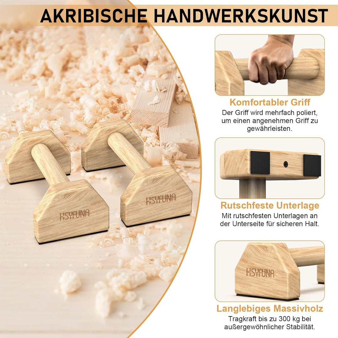 Liegestützgriffe Holz, Parallettes, rutschfeste Griffe Liegestütze, Push Up Stand Bars, Liegestützgr