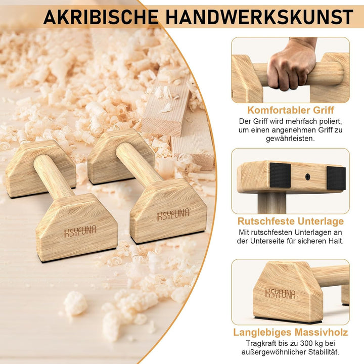 Liegestützgriffe Holz, Parallettes, rutschfeste Griffe Liegestütze, Push Up Stand Bars, Liegestützgr
