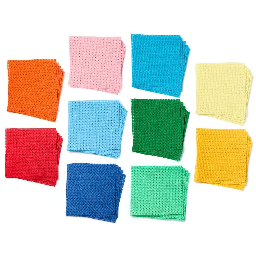 Springboard 10217 Bunte Binca-Quadrate (Klassenzimmer, Grosspackung, 15 x 15 cm), Stoff, Kreuzstich