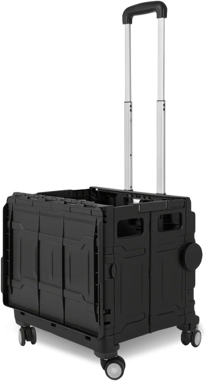 Einkaufstrolley Klappbar, mit neigbarer Teleskopgriff & Deckel, 4 x 360° Rollen, bis 30 kg, 50 Liter