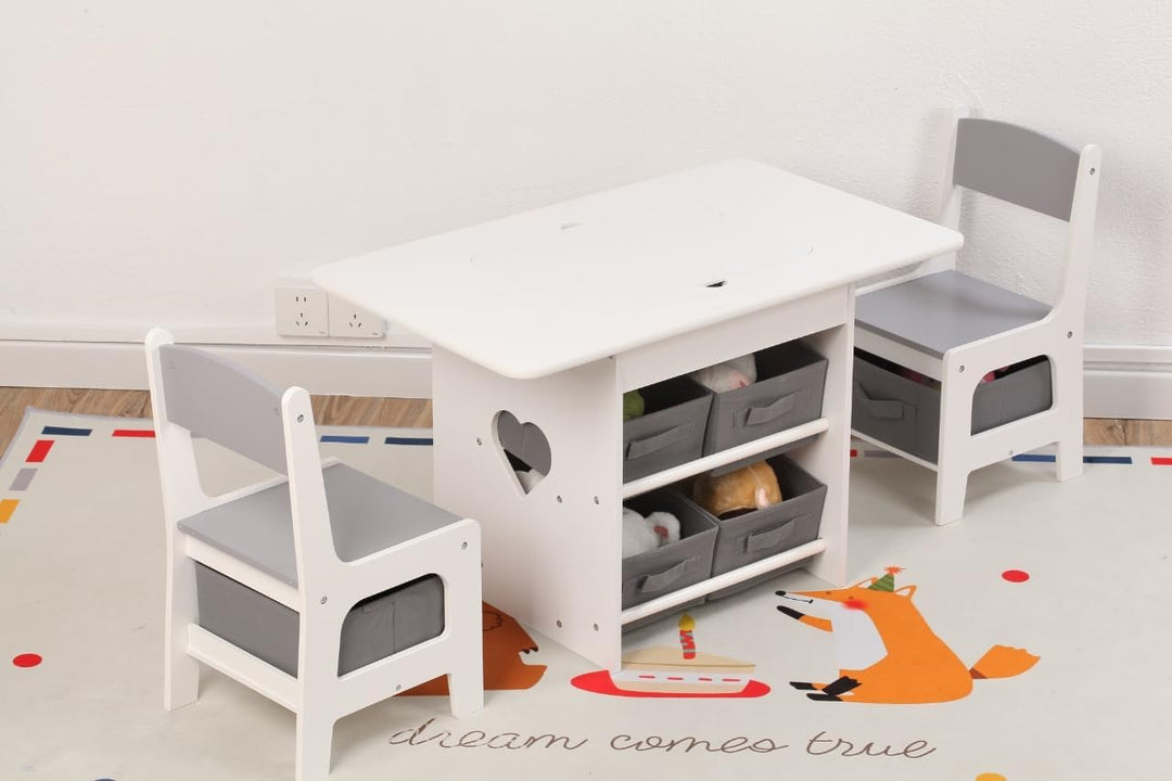 Relquorax Kindertisch und 2 Stühle Set 2-in-1 Kunststoffbausteine Kompatibel Aktivität, mit 6 Aufbew