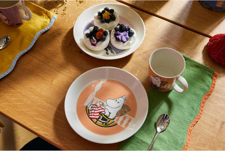 Arabia 1057215 MOOMIN PLATES Teller, Porzellan, 19 cm 19 cm Orange/Abendrot im Zickzackmuster (Sunse