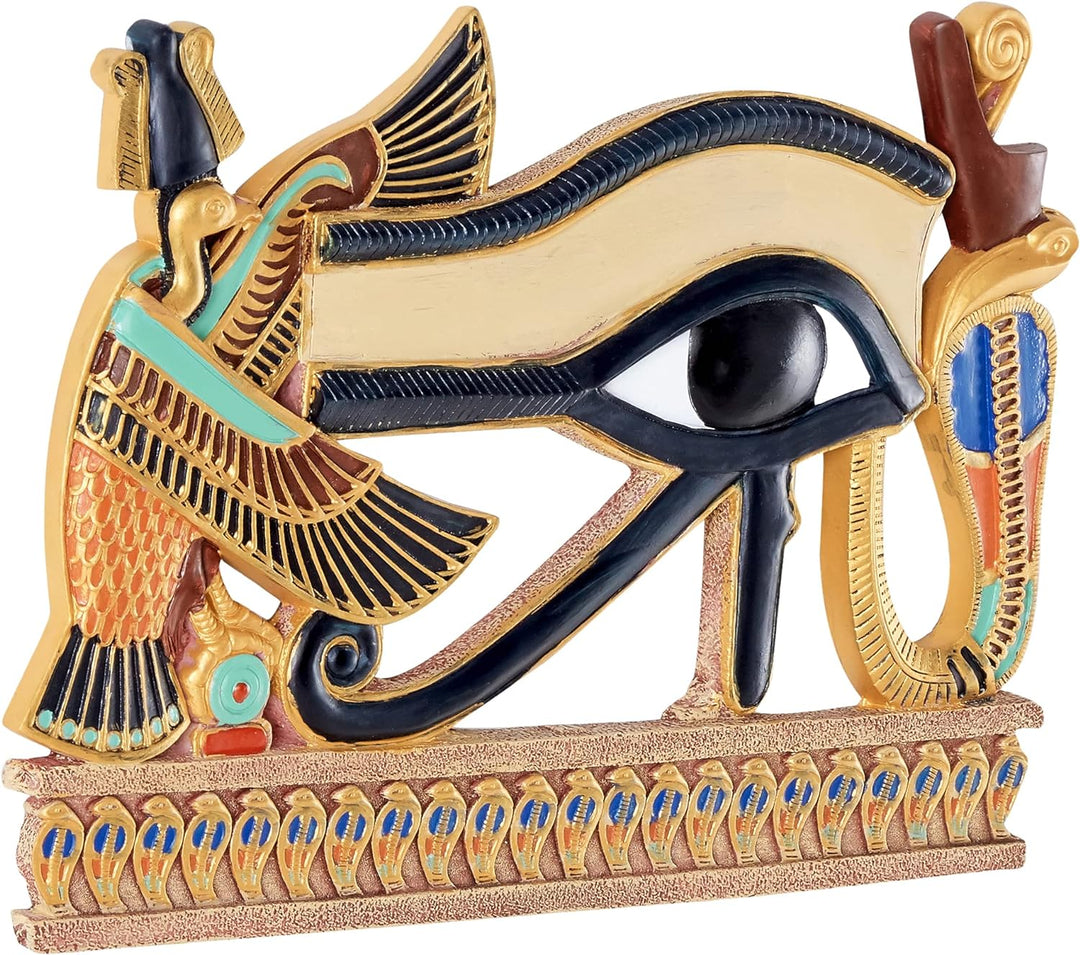 Design Toscano Ägyptische Deko Auge des Horus Wandskulptur Plakette, Polyresin, vollfarbe, 30 cm, Au