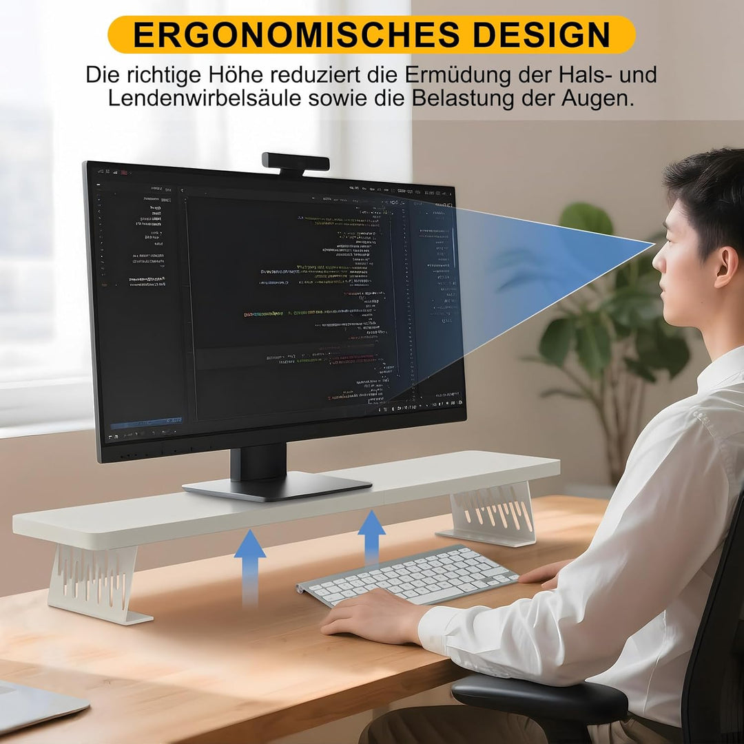 80x23.5cm Bildschirmerhöhung für 2 Monitore, Monitorständer Schreibtisch Holz für Computer, TV, Lapt